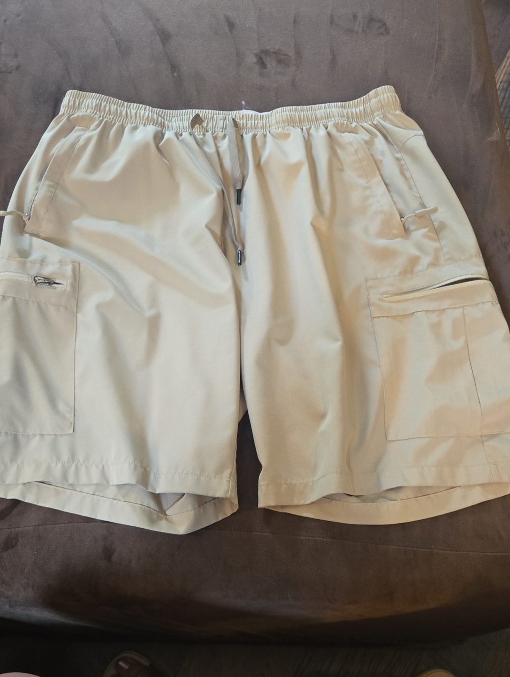 Women's Beige Cargo Shorts with Drawstring